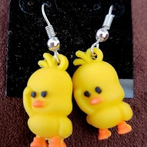 Chicky 3 D, funky Dangle earrings.  Brand New. Super Cute